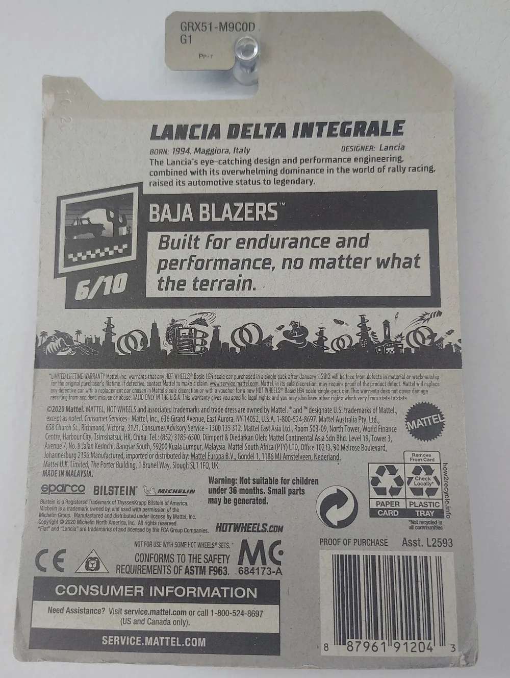 Lancia Delta Integrale Hot Wheels Baja Blazers 6/10 White Rally Diecast